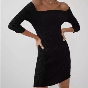 ZARA Smocked Off The Shoulder Black DressNWT SizeM